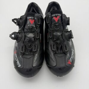 Vittoria Advance One Road Cycling Shoes Black Carbon Sole Made in Italy Sz 39.5